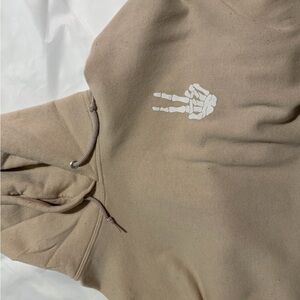 Casual Tan Hoodie with Skeleton Design